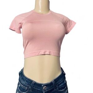 lululemon athletica Light Pink Short Sleeve Crop Top